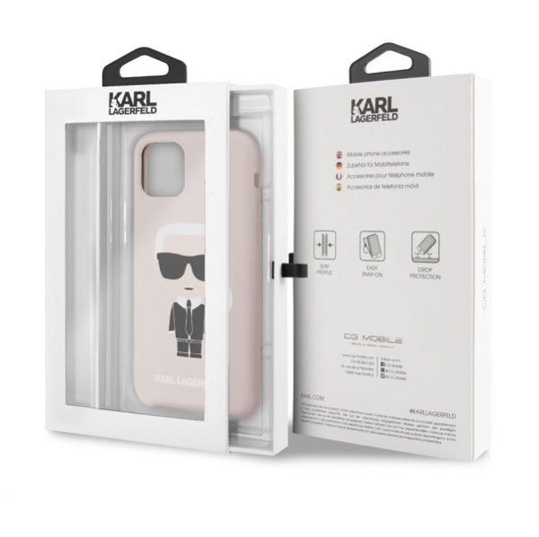 Чехол Lagerfeld для iPhone 11 Pro Liquid Silicone Iconic Karl Hard. Цвет: розовый