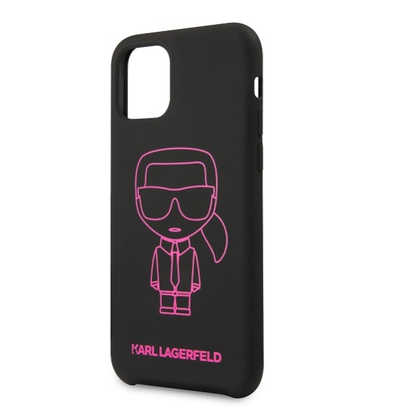 Чехол Lagerfeld для iPhone 11 Liquid Silicone Iconic Hard. Цвет: черный/розовый 