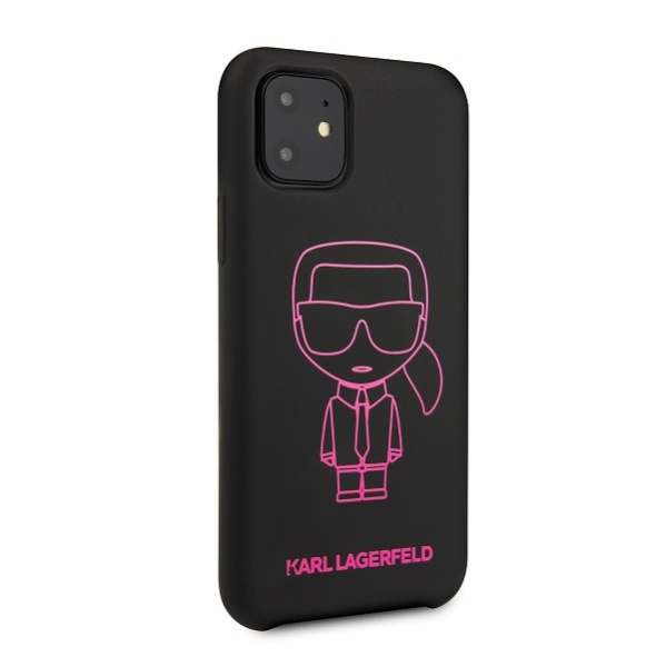 Чехол Lagerfeld для iPhone 11 Liquid Silicone Iconic Hard. Цвет: черный/розовый 