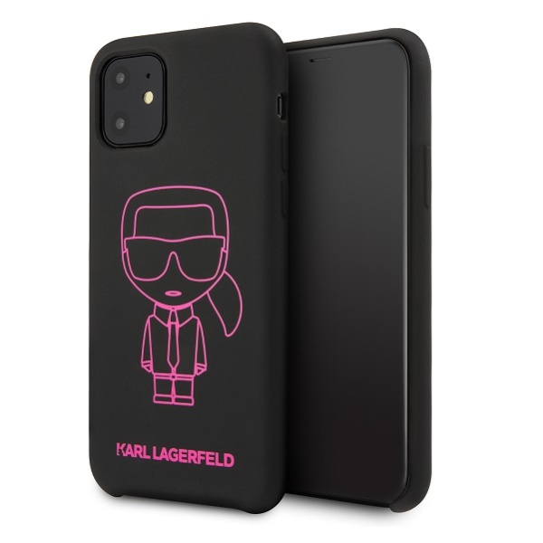 Чехол Lagerfeld для iPhone 11 Liquid Silicone Iconic Hard. Цвет: черный/розовый 