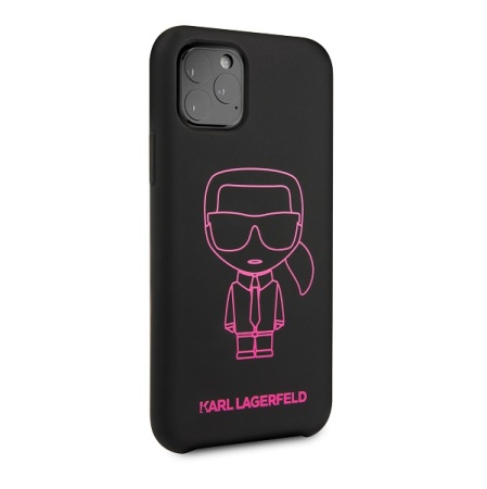 Чехол Lagerfeld для iPhone 11 Pro Max Liquid Silicone Iconic Hard. Цвет: черный/розовый 