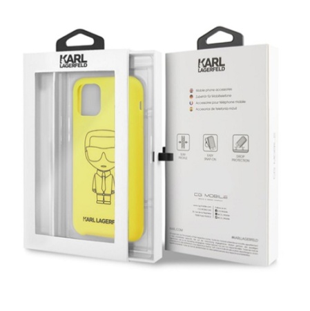 Чехол Lagerfeld для iPhone 11 Pro Max Liquid Silicone Iconic Hard. Цвет: желтый/черный