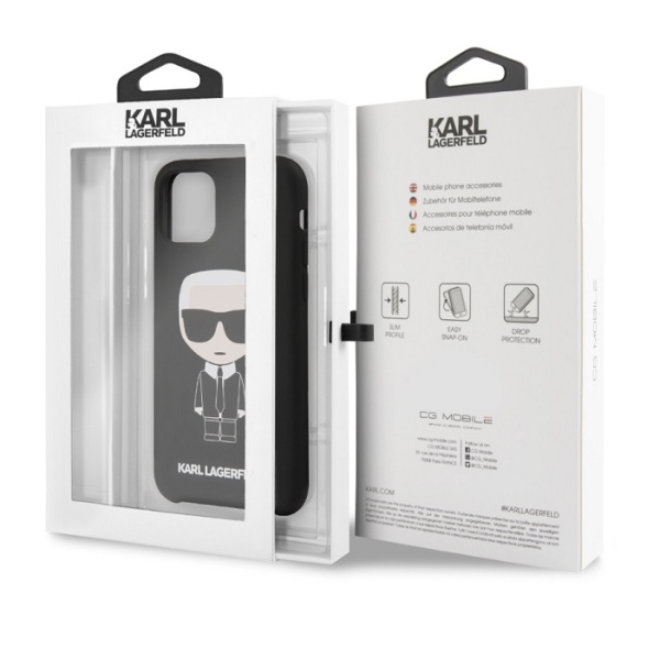 Чехол Lagerfeld для iPhone 11 Pro Max Liquid Silicone Iconic Karl Hard. Цвет: черный