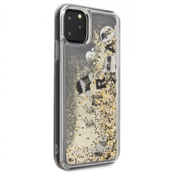 Чехол Lagerfeld для iPhone 11 Pro Liquid Glitter Floatting charms Hard. Цвет: черный/золотой