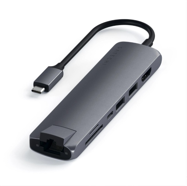 Адаптер Satechi USB-C Slim Multiport с Ethernet Adapter. Цвет: "Серый космос"