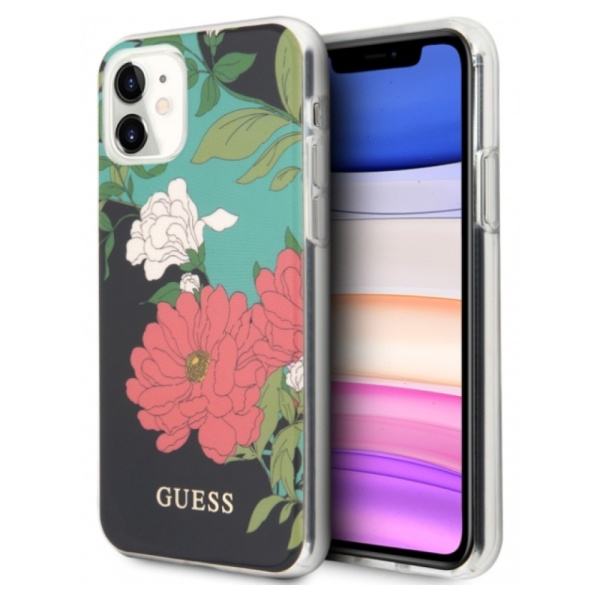 Чехол Guess для iPhone 11 Flower TPU/PC Hard Shiny N.1. Цвет: черный