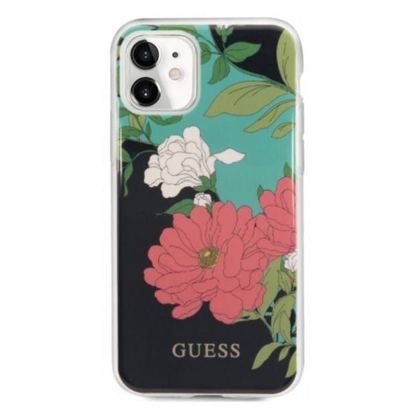 Чехол Guess для iPhone 11 Flower TPU/PC Hard Shiny N.1. Цвет: черный