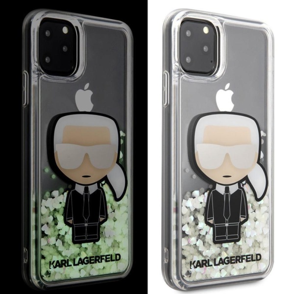 Чехол Lagerfeld светящийся в темноте для iPhone 11 Pro Max Liquid glitter Karl Iconik Hard Transp