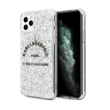 Чехол Lagerfeld для iPhone 11 Pro Liquid Glitter Rue Saint Guillaume Hard. Цвет: серебристый