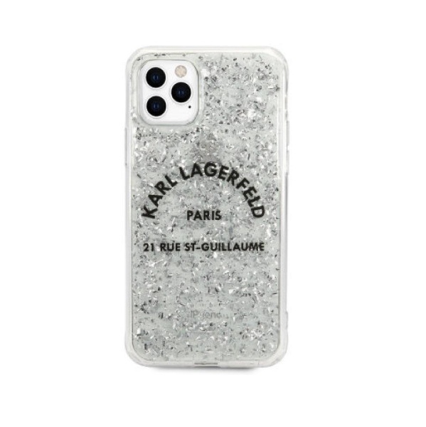 Чехол Lagerfeld для iPhone 11 Pro Liquid Glitter Rue Saint Guillaume Hard. Цвет: серебристый