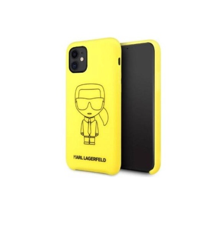 Чехол Lagerfeld для iPhone 11 Liquid Silicone Iconic Hard. Цвет: желтый/черный