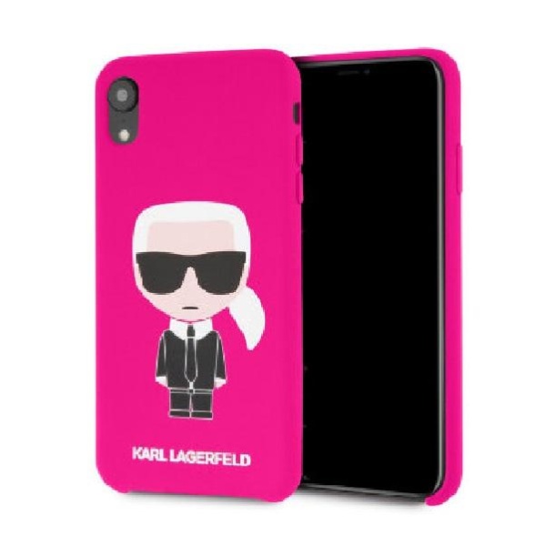 Чехол Lagerfeld для iPhone XR Liquid Silicone iconic Karl. Цвет: фуксия