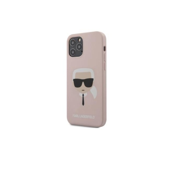 Чехол Lagerfeld для iPhone 12/12 Pro Liquid silicone Karl's Head. Цвет: розовый