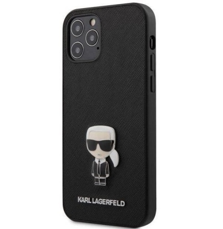 Чехол Lagerfeld для iPhone 12/12 Pro Saffiano Ikonik Karl. Цвет: чёрный