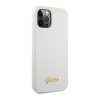 Чехол Guess для iPhone 12 Pro Max Liquid Silicone Gold Metal Logo. Цвет: белый
