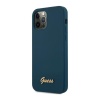 Чехол Guess для iPhone 12 Pro Max Liquid Silicone Gold Metal Logo. Цвет: синий
