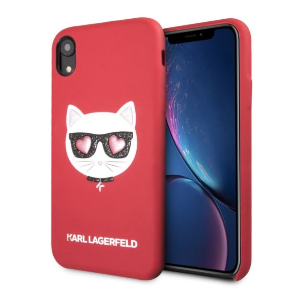 Чехол Lagerfeld для iPhone XR PU Leather Choupette. Цвет: блестящий красный