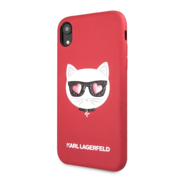 Чехол Lagerfeld для iPhone XR PU Leather Choupette. Цвет: блестящий красный