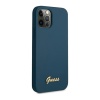 Чехол Guess для iPhone 12/12 Pro Liquid Silicone Gold Metal Logo. Цвет: синий