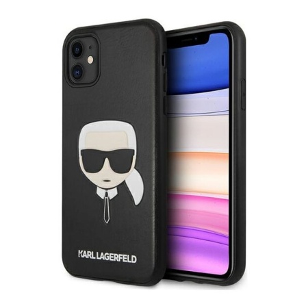 Чехол Lagerfeld для iPhone 11 PU Leather Karl's Head. Цвет: чёрный