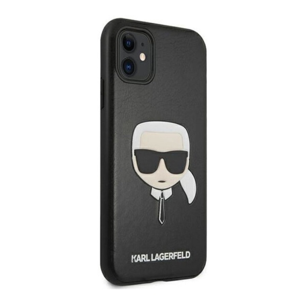 Чехол Lagerfeld для iPhone 11 PU Leather Karl's Head. Цвет: чёрный