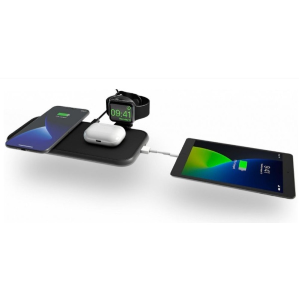 Док-станция Zens Aluminium 4 в 1 Wireless Charger + кабель для Apple Watch, Qi. Цвет: чёрный