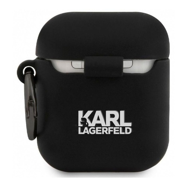 Чехол Lagerfeld для AirPods силиконовый с кольцом, RSG. Цвет: черный