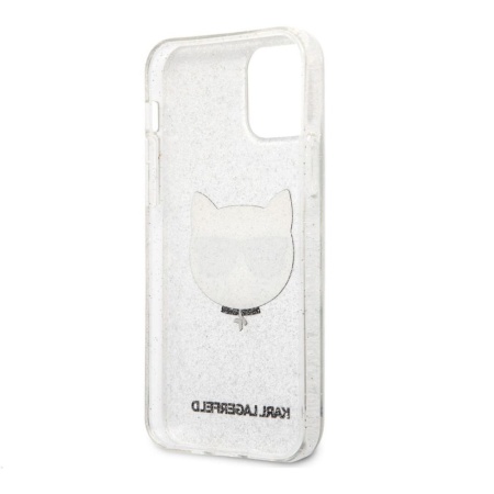 Чехол Lagerfeld для iPhone 12 Pro Max TPU Glitters Choupette Transp. Цвет: серебристый