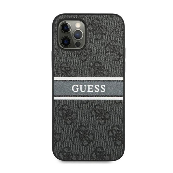 Чехол Guess для iPhone 12/12 Pro Stripe Printed Logo. Цвет: серый