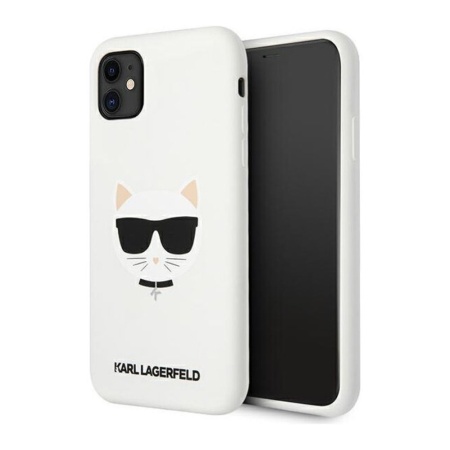 Чехол Lagerfeld для iPhone 11 Liquid Silicone Choupette. Цвет: белый