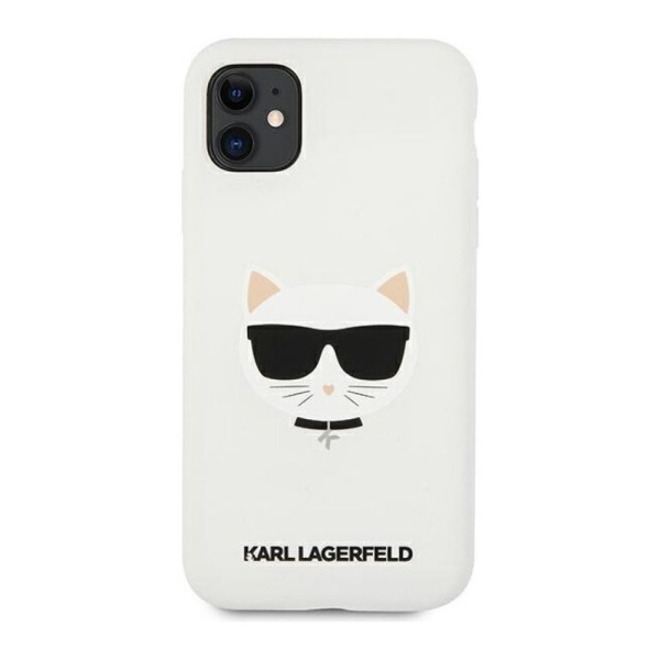 Чехол Lagerfeld для iPhone 11 Liquid Silicone Choupette. Цвет: белый