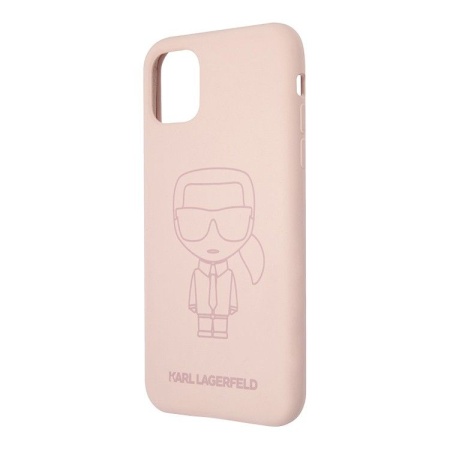 Чехол Lagerfeld для iPhone 11 Liquid Silicone Ikonik outlines. Цвет: розовый