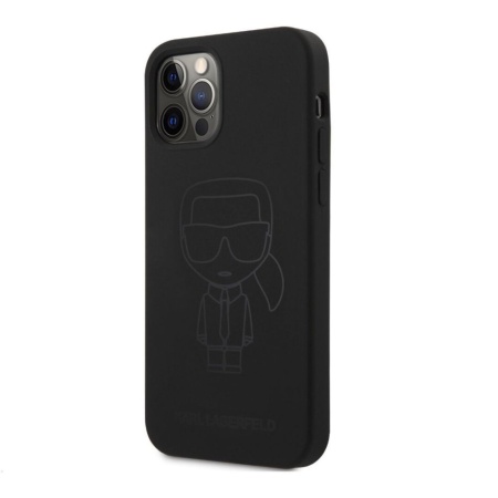 Чехол Lagerfeld для iPhone 12 Pro Max Liquid Silicone Ikonik outlines. Цвет: чёрный