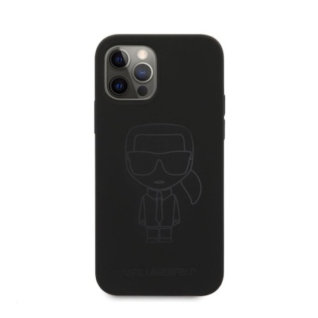 Чехол Lagerfeld для iPhone 12 Pro Max Liquid Silicone Ikonik outlines. Цвет: чёрный