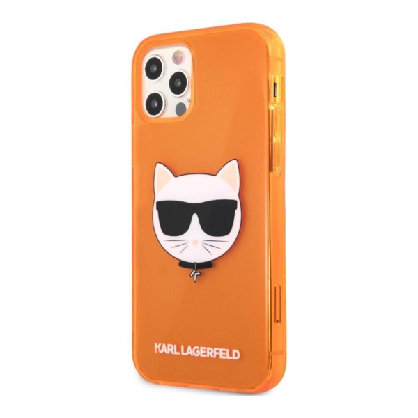 Чехол Lagerfeld для iPhone 12 Pro Max TPU FLUO Choupette Transp. Цвет: оранжевый