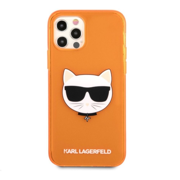 Чехол Lagerfeld для iPhone 12 Pro Max TPU FLUO Choupette Transp. Цвет: оранжевый