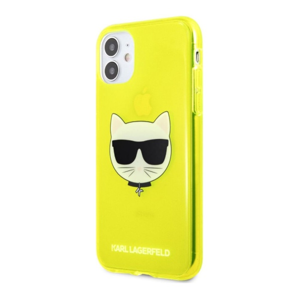 Чехол Lagerfeld для iPhone 11 TPU FLUO Choupette Transp. Цвет: жёлтый