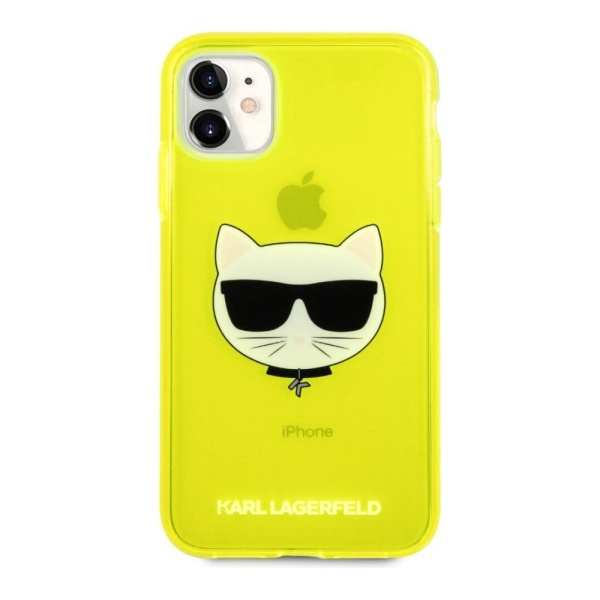 Чехол Lagerfeld для iPhone 11 TPU FLUO Choupette Transp. Цвет: жёлтый