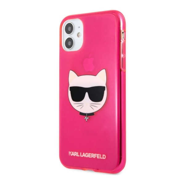 Чехол Lagerfeld для iPhone 11 TPU FLUO Choupette Transp. Цвет: розовый