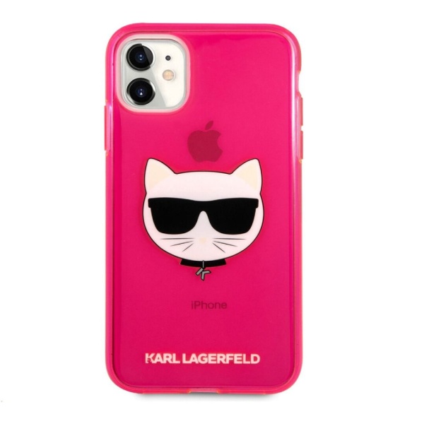 Чехол Lagerfeld для iPhone 11 TPU FLUO Choupette Transp. Цвет: розовый