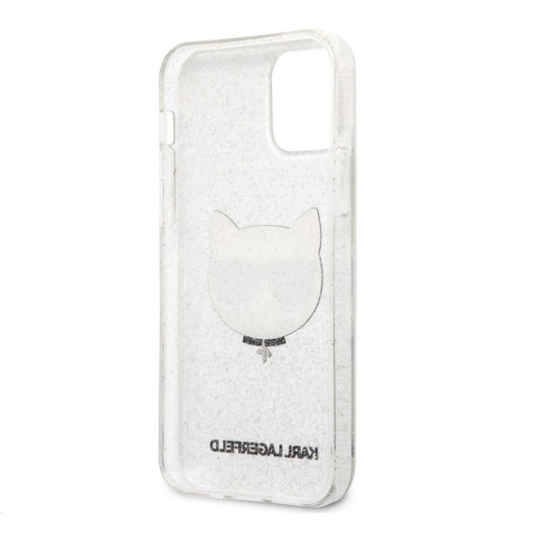 Чехол Lagerfeld для iPhone 12/12 Pro TPU Glitters Choupette Transp. Цвет: серебристый