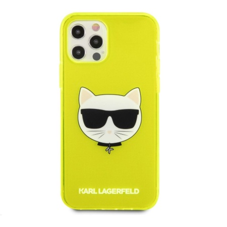 Чехол Lagerfeld для iPhone 12 Pro Max TPU FLUO Choupette Transp. Цвет: жёлтый