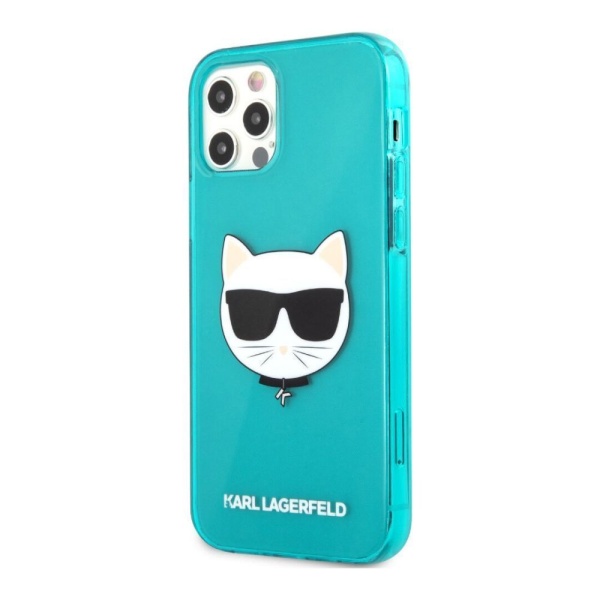 Чехол Lagerfeld для iPhone 12 Pro Max TPU FLUO Choupette Transp. Цвет: синий