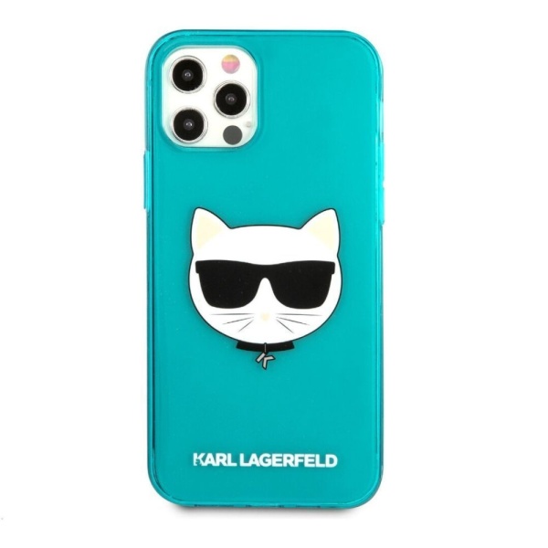 Чехол Lagerfeld для iPhone 12 Pro Max TPU FLUO Choupette Transp. Цвет: синий