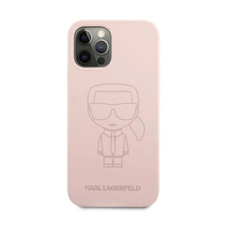 Чехол Lagerfeld для iPhone 12/12 Pro Liquid Silicone Ikonik outlines. Цвет: розовый