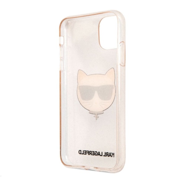 Чехол Lagerfeld для iPhone 11 TPU Glitters Choupette Transp. Цвет: золотой