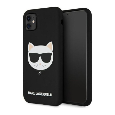 Чехол Lagerfeld для iPhone 11 Liquid Silicone Choupette. Цвет: чёрный