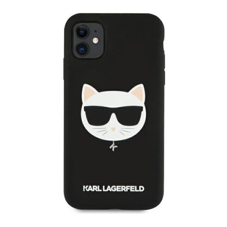Чехол Lagerfeld для iPhone 11 Liquid Silicone Choupette. Цвет: чёрный