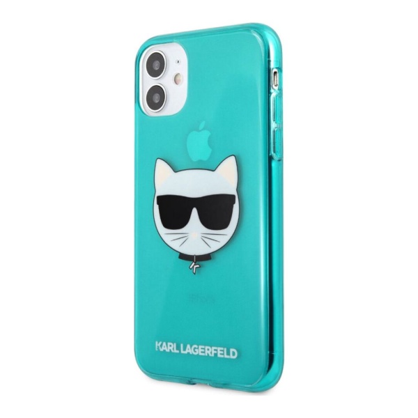 Чехол Lagerfeld для iPhone 11 TPU FLUO Choupette Transp. Цвет: синий