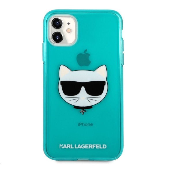 Чехол Lagerfeld для iPhone 11 TPU FLUO Choupette Transp. Цвет: синий